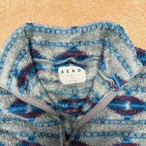 Aero Aztec Sherpa Cropped Quarter Zip - Large